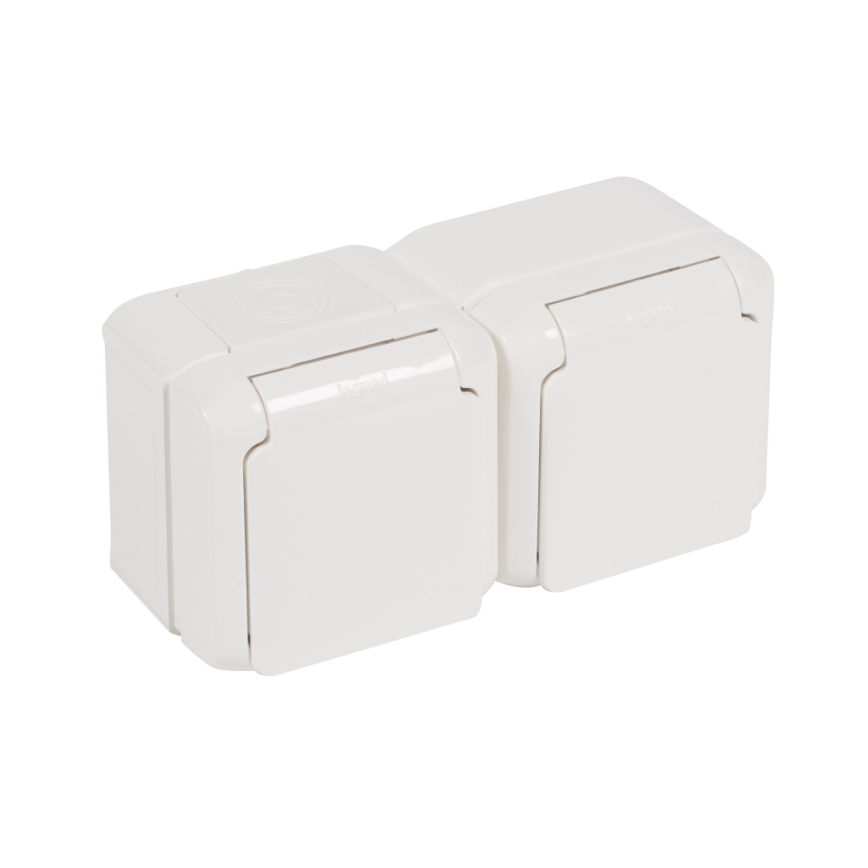 Legrand - Dubbeluttag för hushåll FORIX 250V IP44 vit