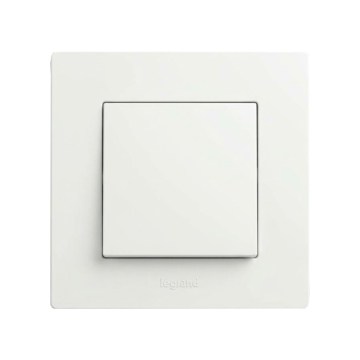 Legrand - Enpolig tryckknapp nr. 1/0 med ram NILOE STEP vit