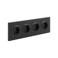 Legrand - Fyrdubbel vägguttag SCHUKO med ram NILOE STEP 250V svart