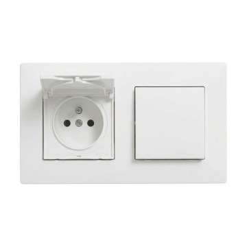 Legrand - Hushållsuttag och enpolig strömbrytare nr. 1 med NILOE STEP-ram 250V vit