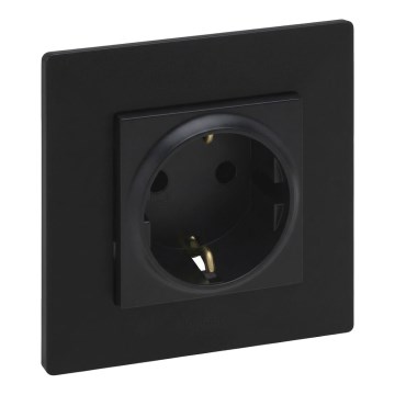 Legrand - Hushållsuttag SCHUKO med ram NILOE STEP 250V svart