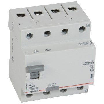 Legrand - RX3 4-polig jordfelsbrytare (4P), 25 A, 30 mA (AC)