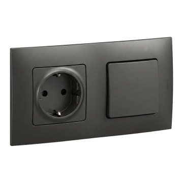 Legrand - SCHUKO-vägguttag och 1-polig strömbrytare nr. 1 med ram NILOE 250V svart