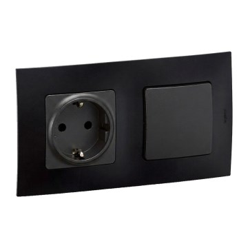 Legrand - SCHUKO-vägguttag och trappbrytare nr. 6 med ram NILOE 250V svart
