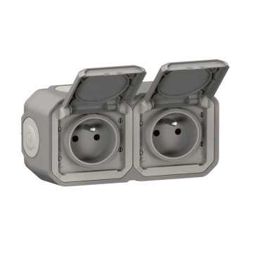 Legrand - Utomhus dubbeluttag PLEXO 250V IP55 grå
