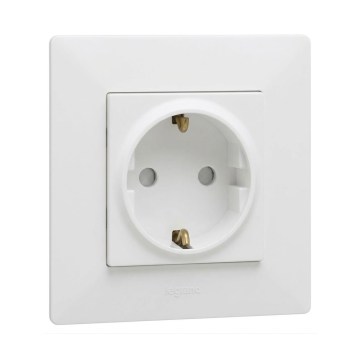 Legrand - Vägguttag SCHUKO med ram NILOE STEP 250V vit