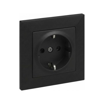 Legrand - Vägguttag SCHUKO med ram SUNO 250V svart
