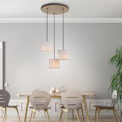 Leuchten Direkt 11236-79 - Taklampa BARK 3xE27/40W/230V trä