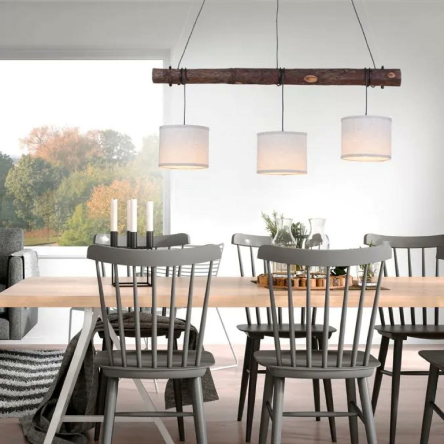 Leuchten Direkt 11238-79 - Taklampa BARK 3xE27/40W/230V trä