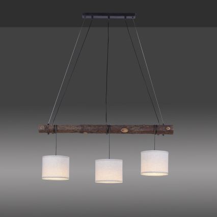 Leuchten Direkt 11238-79 - Taklampa BARK 3xE27/40W/230V trä
