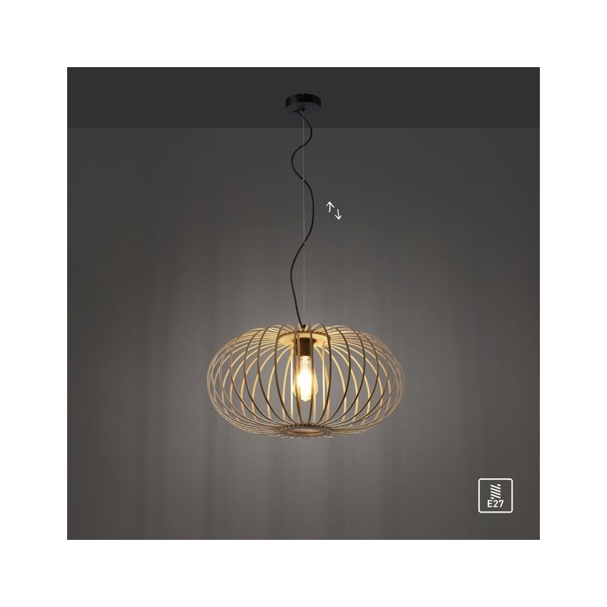 Leuchten Direkt 11409-79 - Ljuskrona med textilsladd RACOON 1xE27/40W/230V Bambu