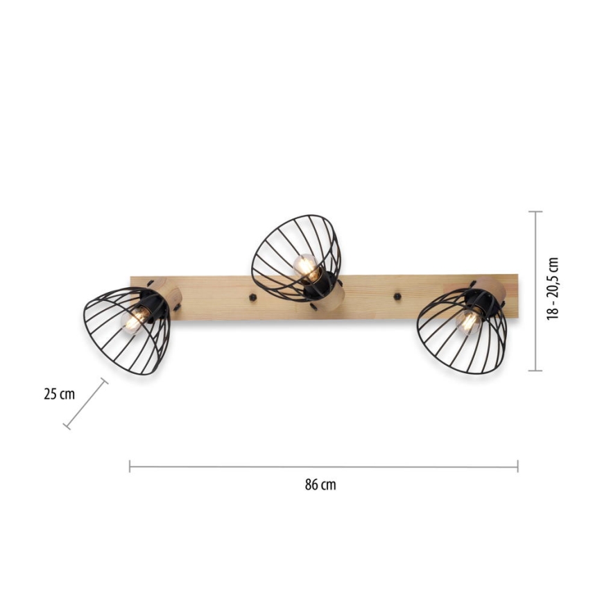 Leuchten Direkt 11418-18 - Spotlampa LAMI 3xE27/25W/230V akacia/metal