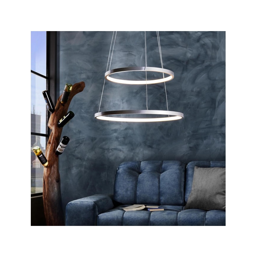 Leuchten Direkt 11525-21 - LED Ljuskrona med snöre CIRCLE 1xLED/15W/230V + LED/25W