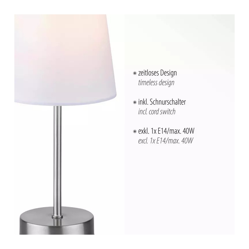 Leuchten Direkt 11680-16 - Bordslampa HEINRICH 1xE14/40W/230V vit