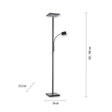 Leuchten Direkt 11710-18 - LED dimbar golvlampa HANS LED/21,5W/230V + LED/4W