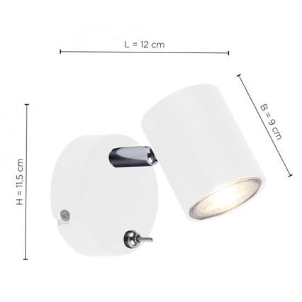 Leuchten Direkt 11941-16 - LED vägg spotlight  TARIK 1xGU10/5W/230V vit 