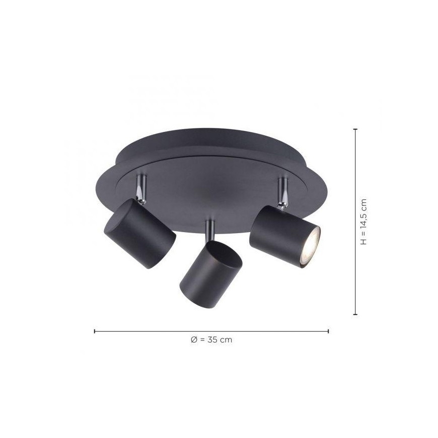 Leuchten Direkt 11943-13 - LED spotlight  TARIK 3xGU10/5W/230V antracit 