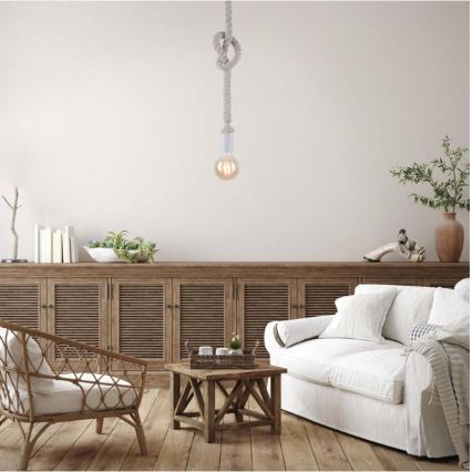 Leuchten Direkt 13572-16 - Ljusskrona med upphängningsrem  DIY 1xE27/10W/230V vit 