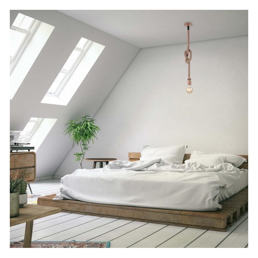 Leuchten Direkt 13572-79 - Ljusskrona med upphängningsrem  DIY 1xE27/10W/230V brun 