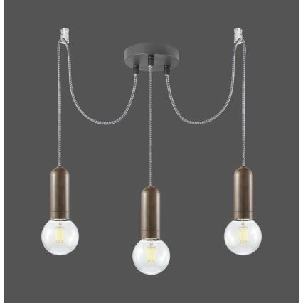 Leuchten Direkt 14776-48 - Ljuskrona med textilsladd TURN ME 3xE27/60W/230V spindel