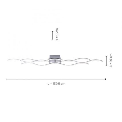 Leuchten Direkt 15167-55 - LED-ytmonterad taklampa WAWE 2xLED/12,5W/230V+LED/17W matt krom