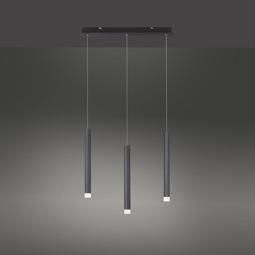 Leuchten Direkt 15203-18 - LED Ljuskrona med upphängningsrem  3xLED/4,8W/230V svart 