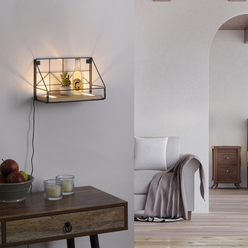 Leuchten Direkt 15276-18 - Shelf med LED-belysning BOARD 2xLED/1,75W/230V 30 cm eukalyptus