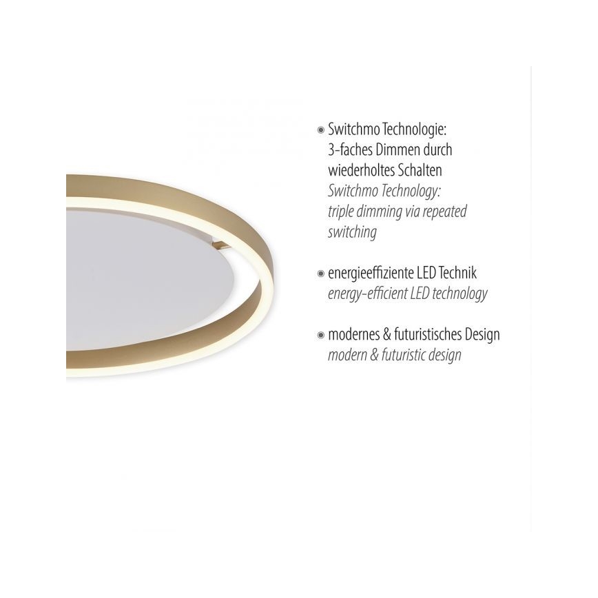 Leuchten Direkt 15391-60 - LED ljusreglerad taklampa RITUS LED/20W/230V mässing