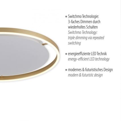 Leuchten Direkt 15392-60 - LED ljusreglerad taklampa RITUS LED/30W/230V mässing