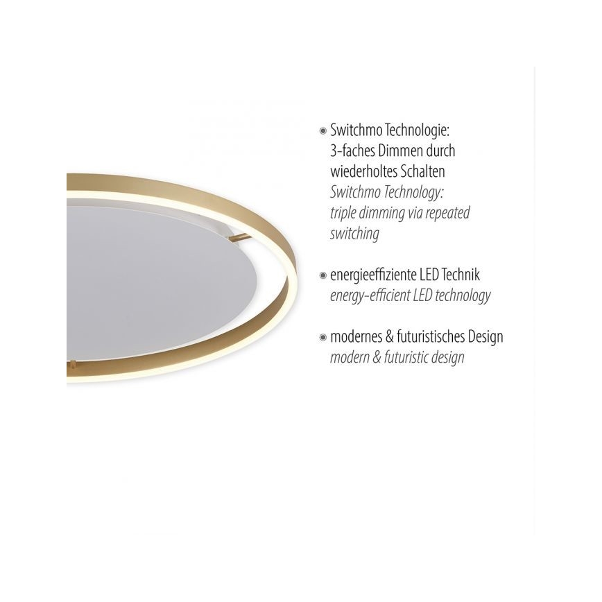 Leuchten Direkt 15392-60 - LED ljusreglerad taklampa RITUS LED/30W/230V mässing