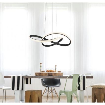 Leuchten Direkt 15402-18 - LED ljusreglerad Ljuskrona med upphängningsrem  MARIA LED/25W/230V svart 