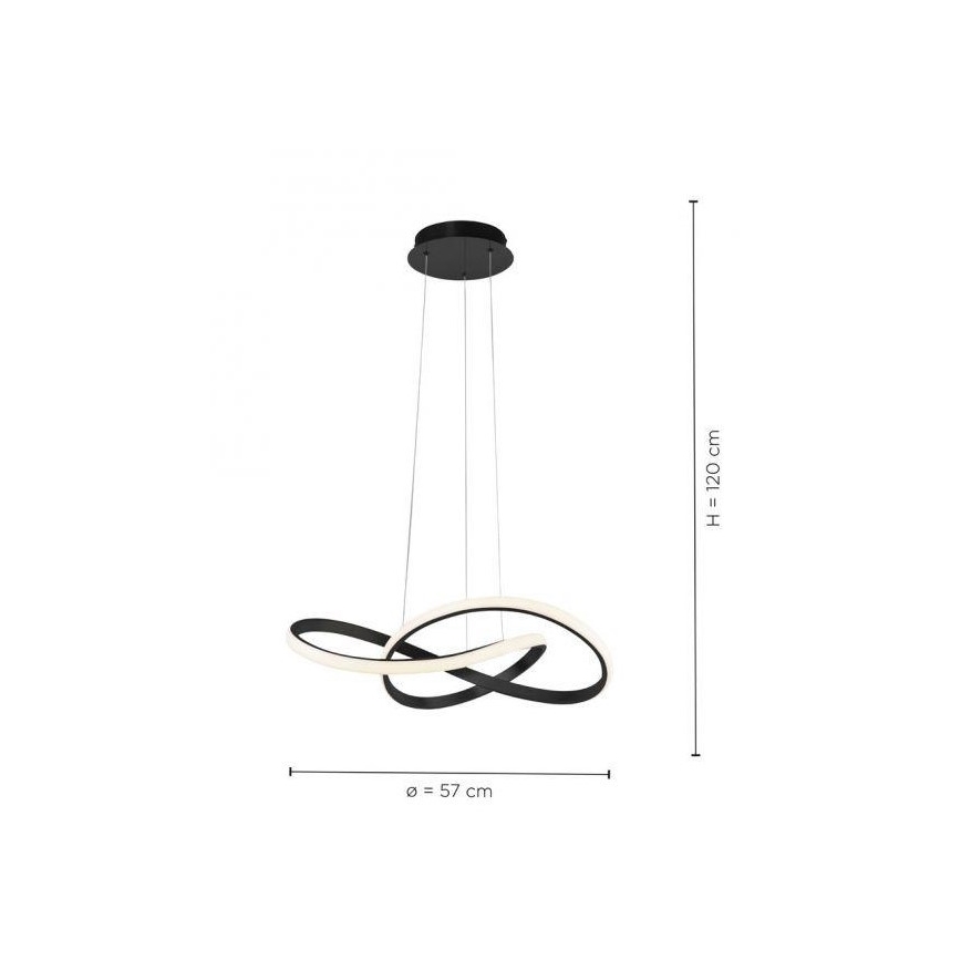 Leuchten Direkt 15402-18 - LED ljusreglerad Ljuskrona med upphängningsrem  MARIA LED/25W/230V svart 