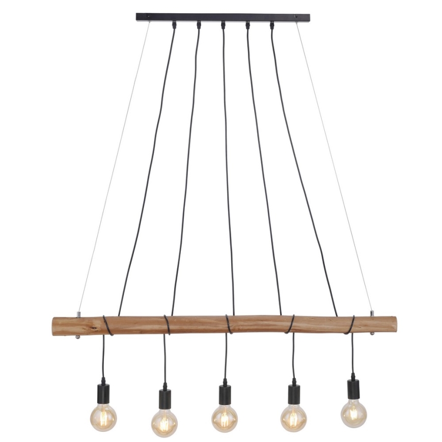 Leuchten Direkt 15515-18 - Ljuskrona med textilsladd DAMIAN 5xE27/60W/230V eukalyptus