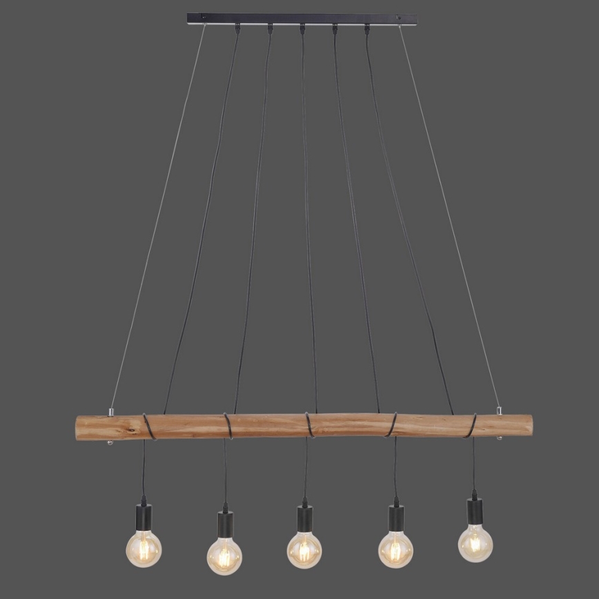 Leuchten Direkt 15515-18 - Ljuskrona med textilsladd DAMIAN 5xE27/60W/230V eukalyptus