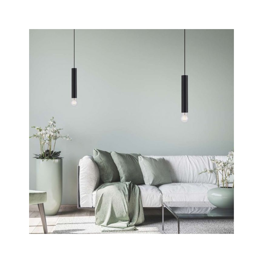 Leuchten Direkt 15617-18 - Ljuskrona med upphängningsrem BRUNA 1xE27/60W/230V svart