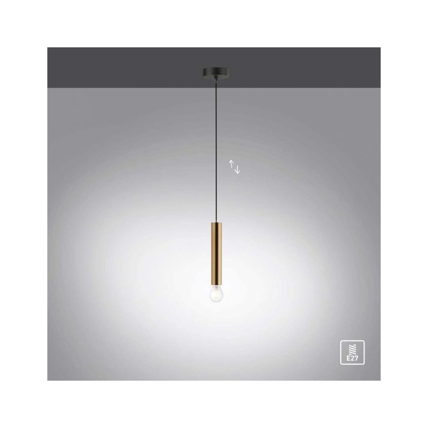 Leuchten Direkt 15617-60 - Ljuskrona med upphängningsrem BRUNA 1xE27/60W/230V mässing