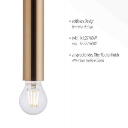 Leuchten Direkt 15617-60 - Ljuskrona med upphängningsrem BRUNA 1xE27/60W/230V mässing
