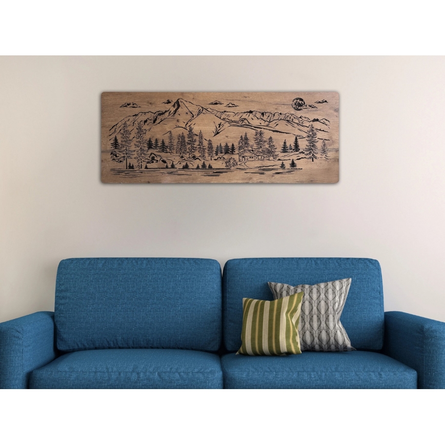 Li-Go 23521/OVL/DUB3 - Dimmbar LED-väggdekoration LED/10W/5V 30000 mAh 130x50 cm ek/Fjällstuga