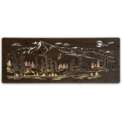 Li-Go 23524/DUB2 - LED dimbar väggdekoration LED/24W/230V 130x50 cm ek/Fjällstuga