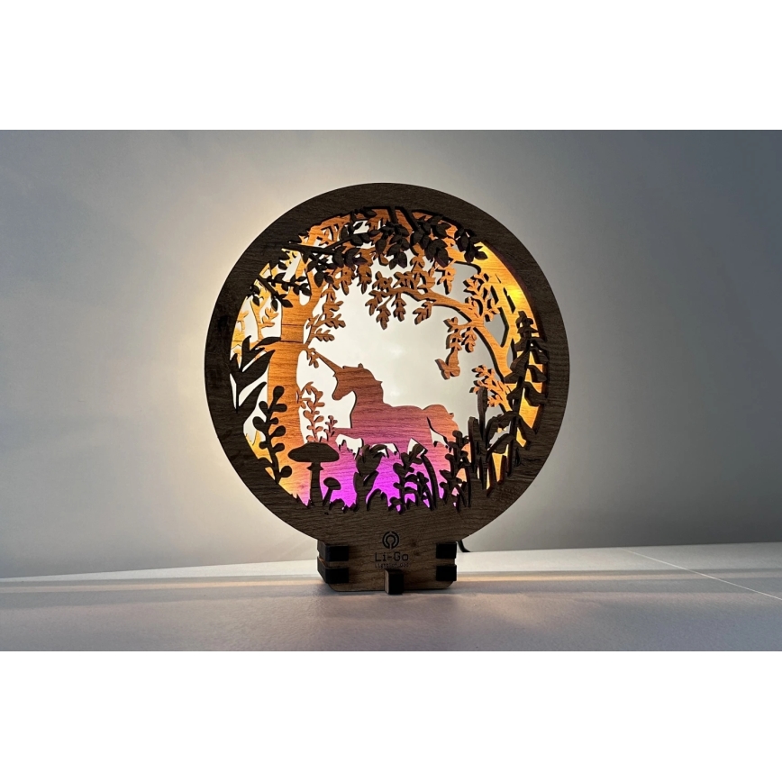 Li-Go 23568/DUB2 - LED-dimmerbar bordsdekoration LED/12W/230V 20x22 cm ek/enhörning