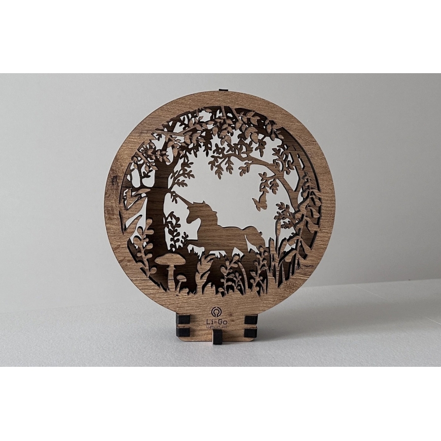 Li-Go 23568/DUB2 - LED-dimmerbar bordsdekoration LED/12W/230V 20x22 cm ek/enhörning