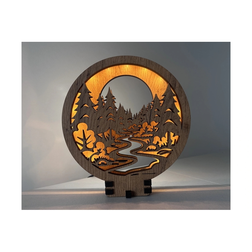 Li-Go 23580/DUB2 - Dimbar LED-bordsdekoration LED/12W/230V 20x22 cm ek/i skogen