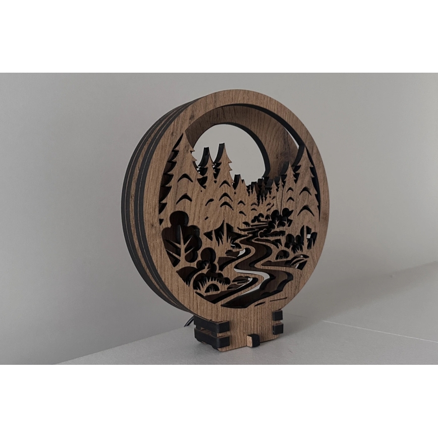 Li-Go 23580/DUB2 - Dimbar LED-bordsdekoration LED/12W/230V 20x22 cm ek/i skogen