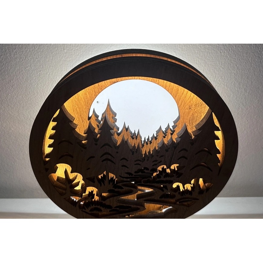 Li-Go 23580/DUB2 - Dimbar LED-bordsdekoration LED/12W/230V 20x22 cm ek/i skogen