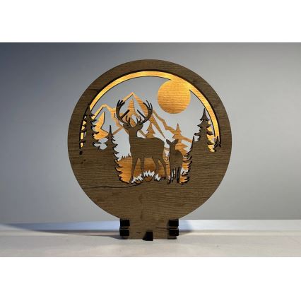 Li-Go 23592/DUB2 - Dimbara LED-bordsdekoration LED/12W/230V 20x22 cm ek/hjort och hind