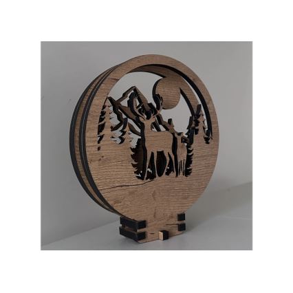 Li-Go 23592/DUB2 - Dimbara LED-bordsdekoration LED/12W/230V 20x22 cm ek/hjort och hind