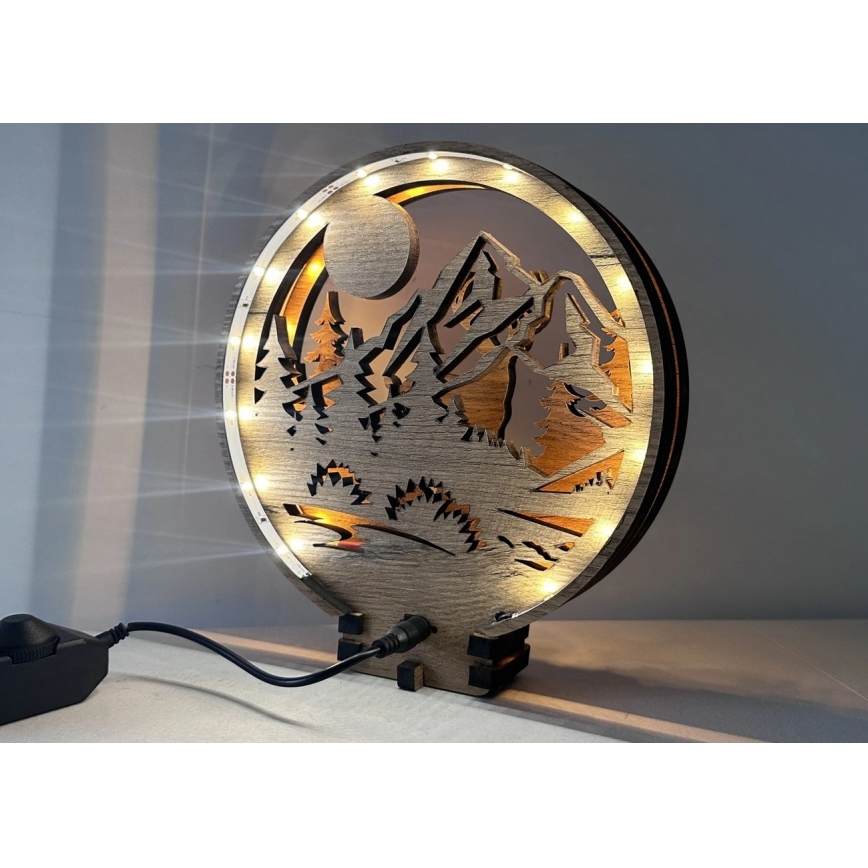 Li-Go 23592/DUB2 - Dimbara LED-bordsdekoration LED/12W/230V 20x22 cm ek/hjort och hind