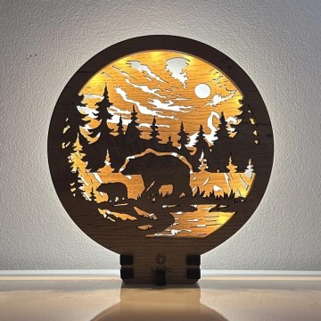 Li-Go 23595/DUB2 - Dimmbar LED-bordsdekoration LED/12W/230V 20x22 cm ek/björnar