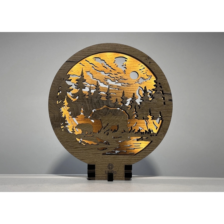 Li-Go 23595/DUB2 - Dimmbar LED-bordsdekoration LED/12W/230V 20x22 cm ek/björnar