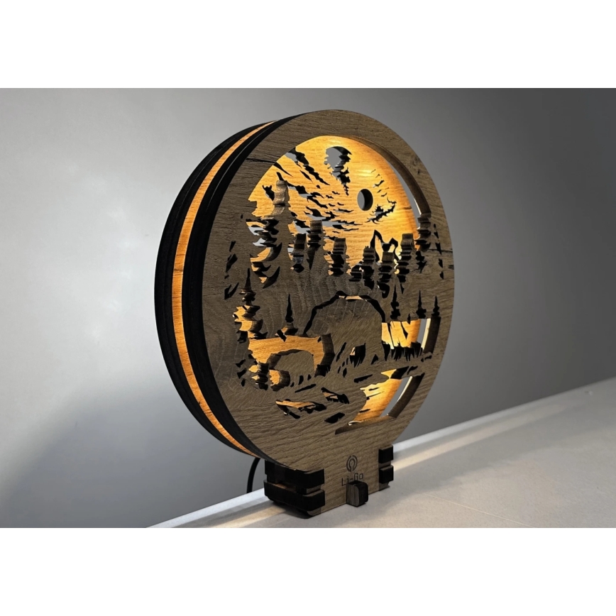 Li-Go 23595/DUB2 - Dimmbar LED-bordsdekoration LED/12W/230V 20x22 cm ek/björnar